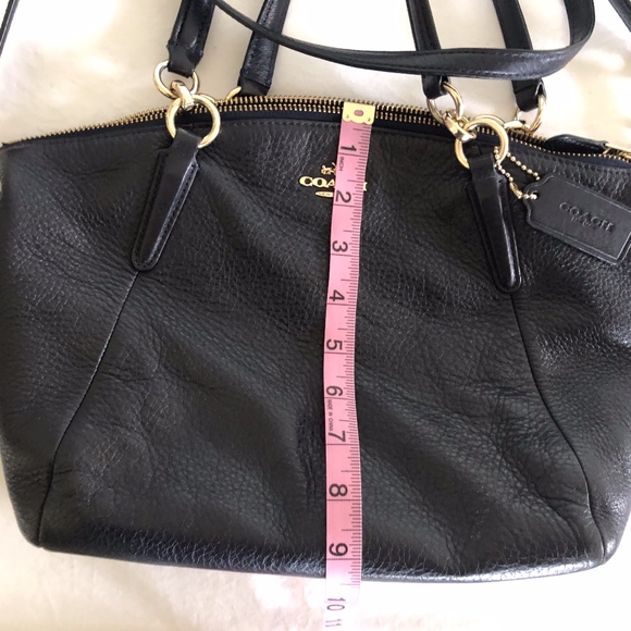 Coach Kelsey Satchel Navy Blue Pebble Leather - Picture 7 of 8